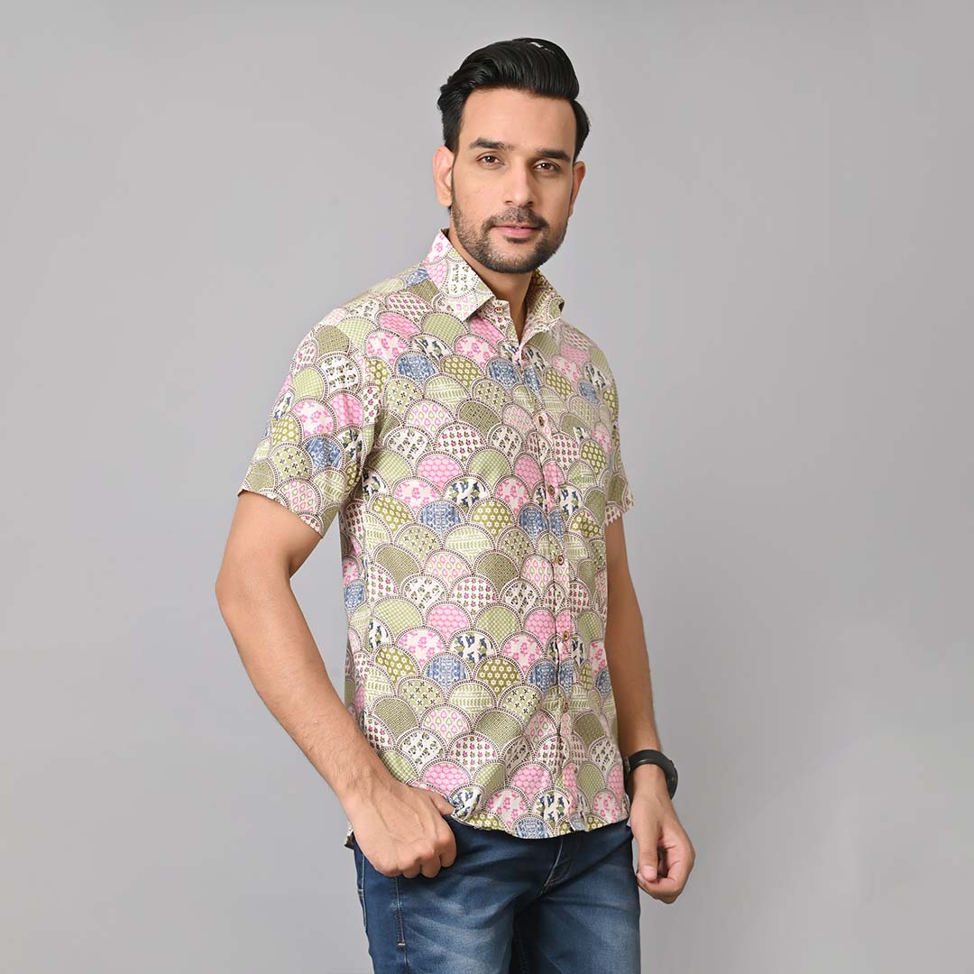 Boho Inspired Printed Half Sleeves Shirt