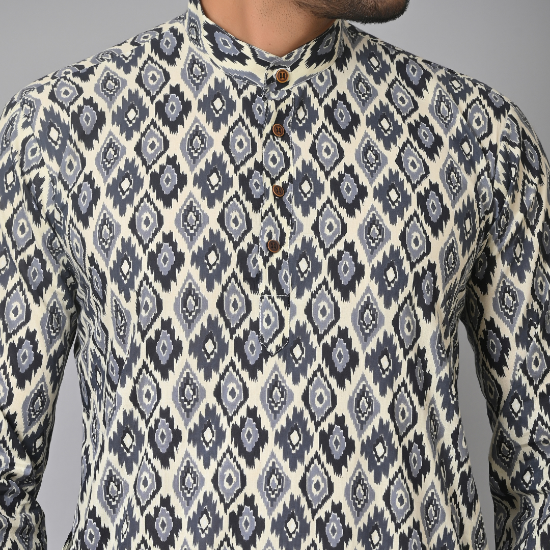 Ikat Printed Long Kurta