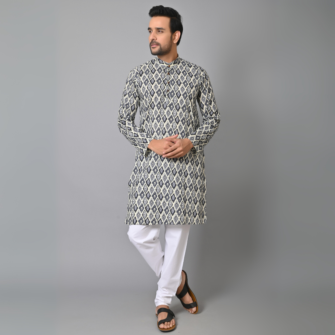 Ikat Printed Long Kurta