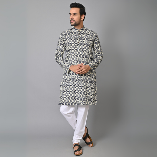 Ikat Printed Long Kurta