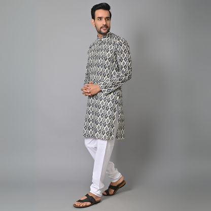 Ikat Printed Long Kurta