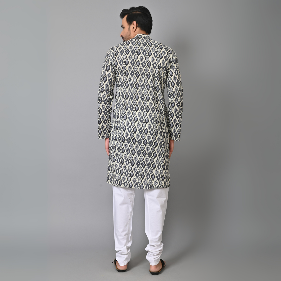 Ikat Printed Long Kurta