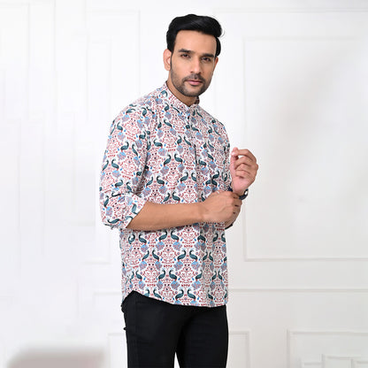 Patterned Peacock Short Kurta