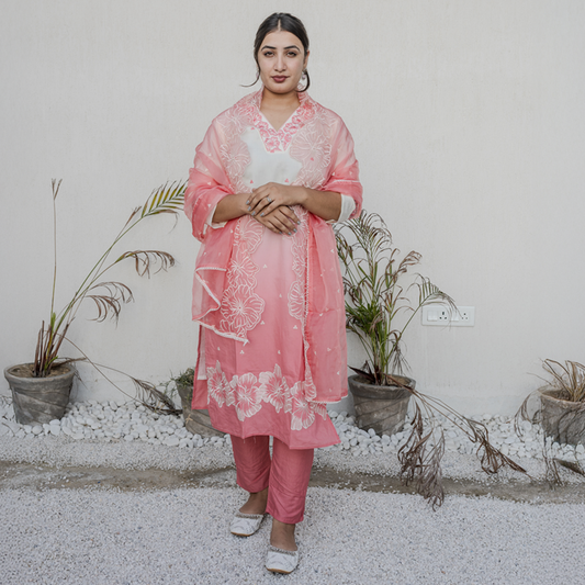 Blush Ombre Embroidered Suit