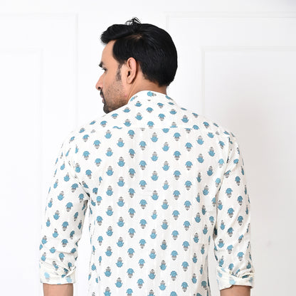 Blue Petal Self Design Short Kurta