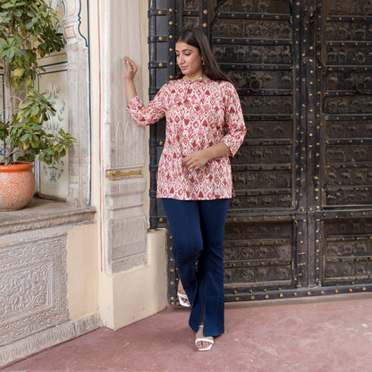 Pink Ikat Short Kurti