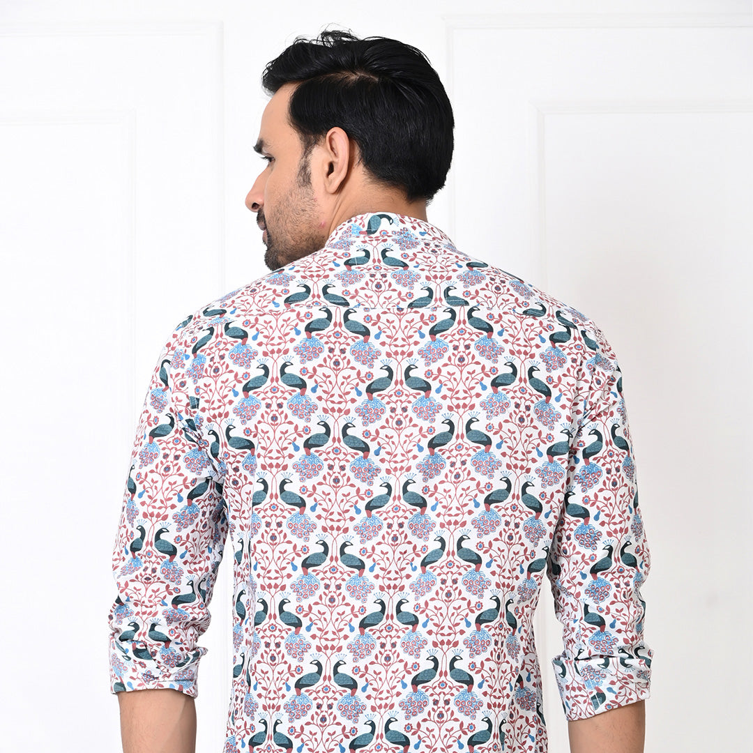 Patterned Peacock Short Kurta