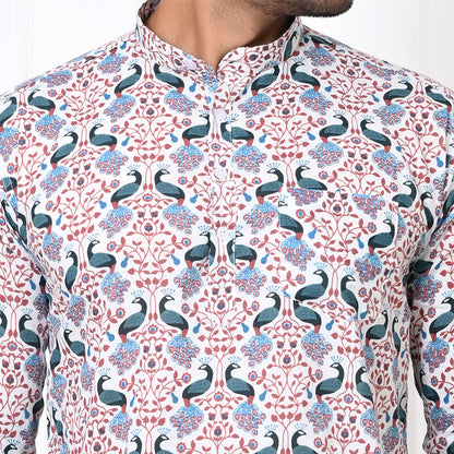 Patterned Peacock Short Kurta