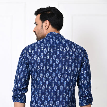 Indigo Blue Motif Short Kurta