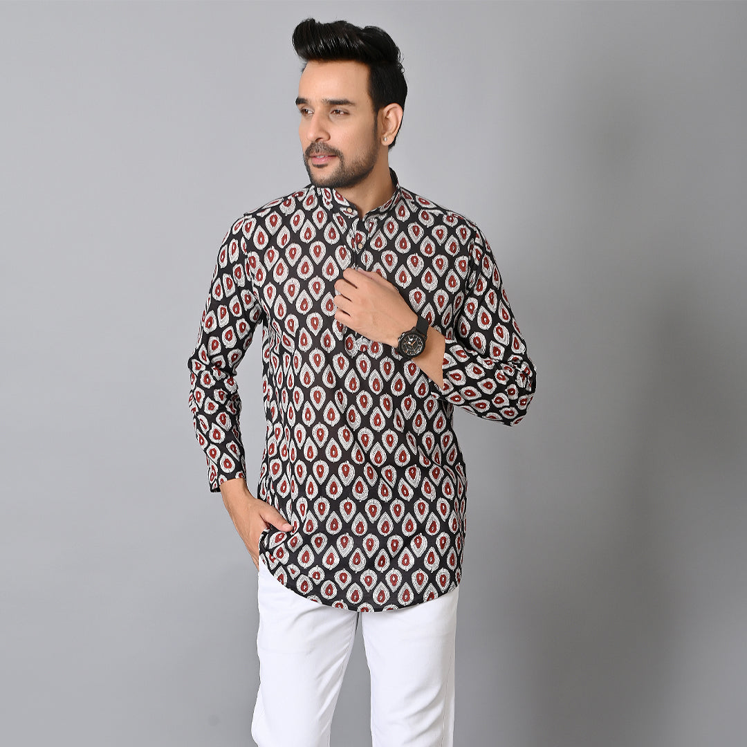 Black Petal Short Kurta