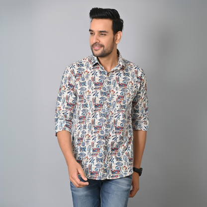 Smiling Leaf Printed Full Sleeves Shirt