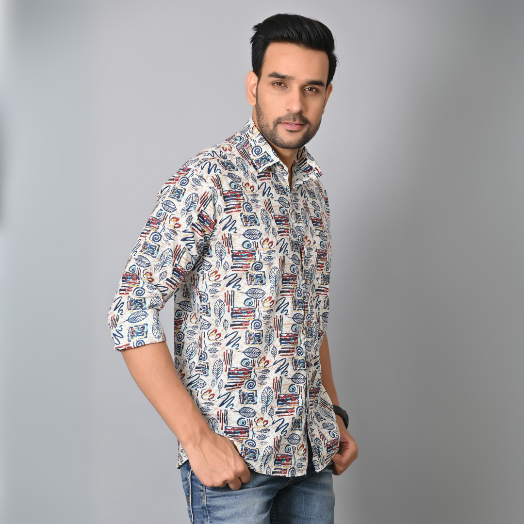 Smiling Leaf Printed Full Sleeves Shirt