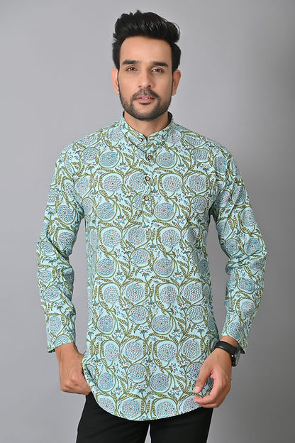 Blue Jungle Printed Short Kurta