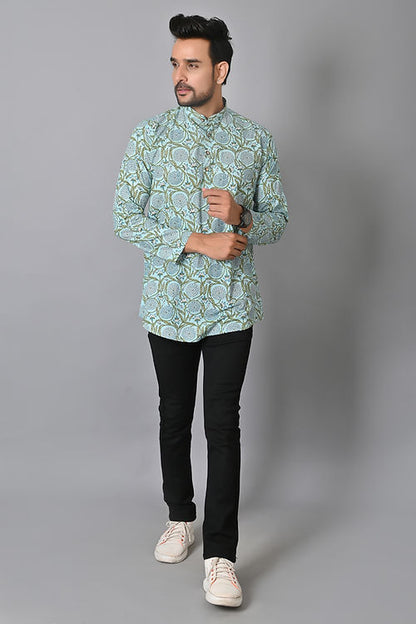 Blue Jungle Printed Short Kurta