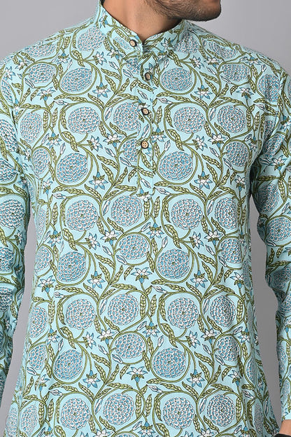 Blue Jungle Printed Short Kurta