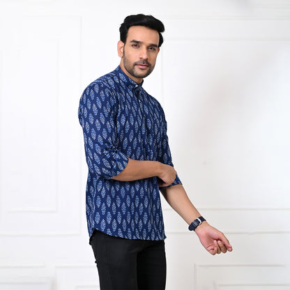 Indigo Blue Motif Short Kurta