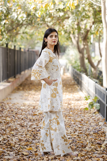 Mustard Floral Lace Co-ord Set