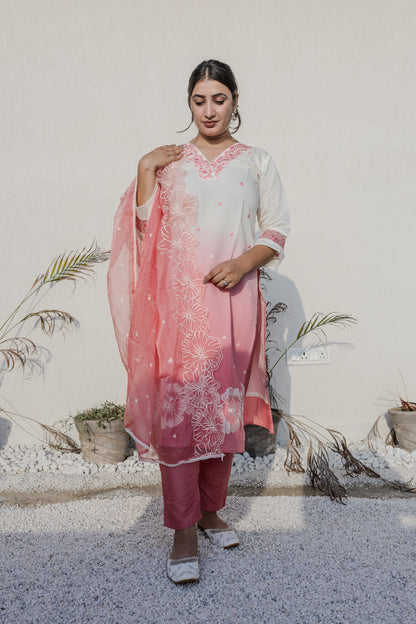Blush Ombre Embroidered Suit