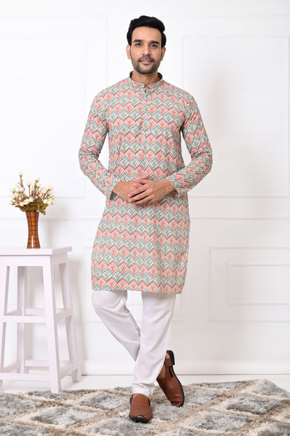 Blossom Leafy Printed Long Kurta