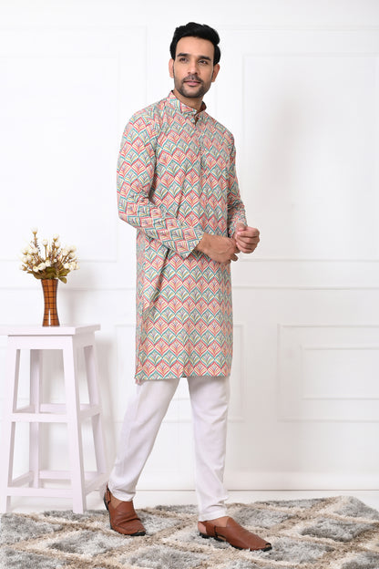 Blossom Leafy Printed Long Kurta