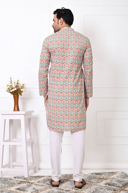 Blossom Leafy Printed Long Kurta