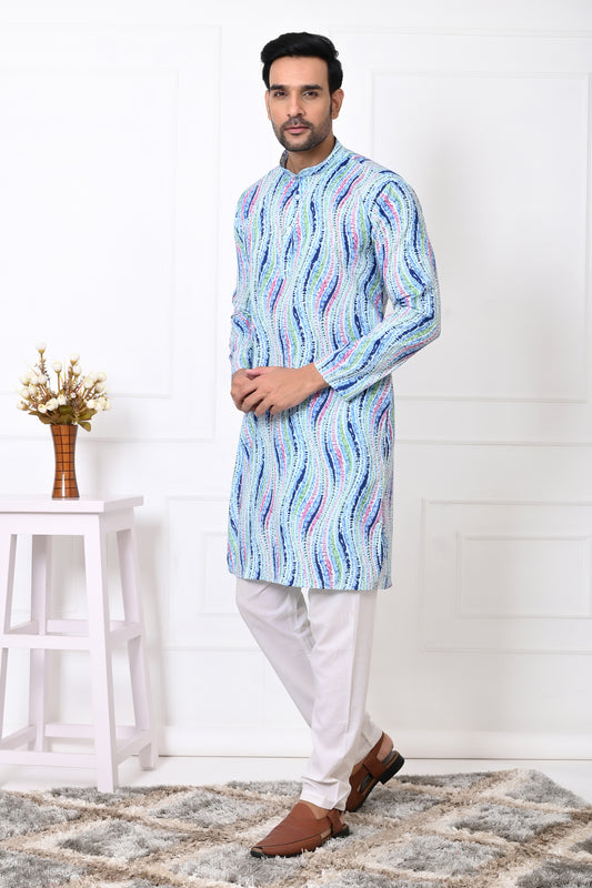 Blue Shibori Multicolor long kurta