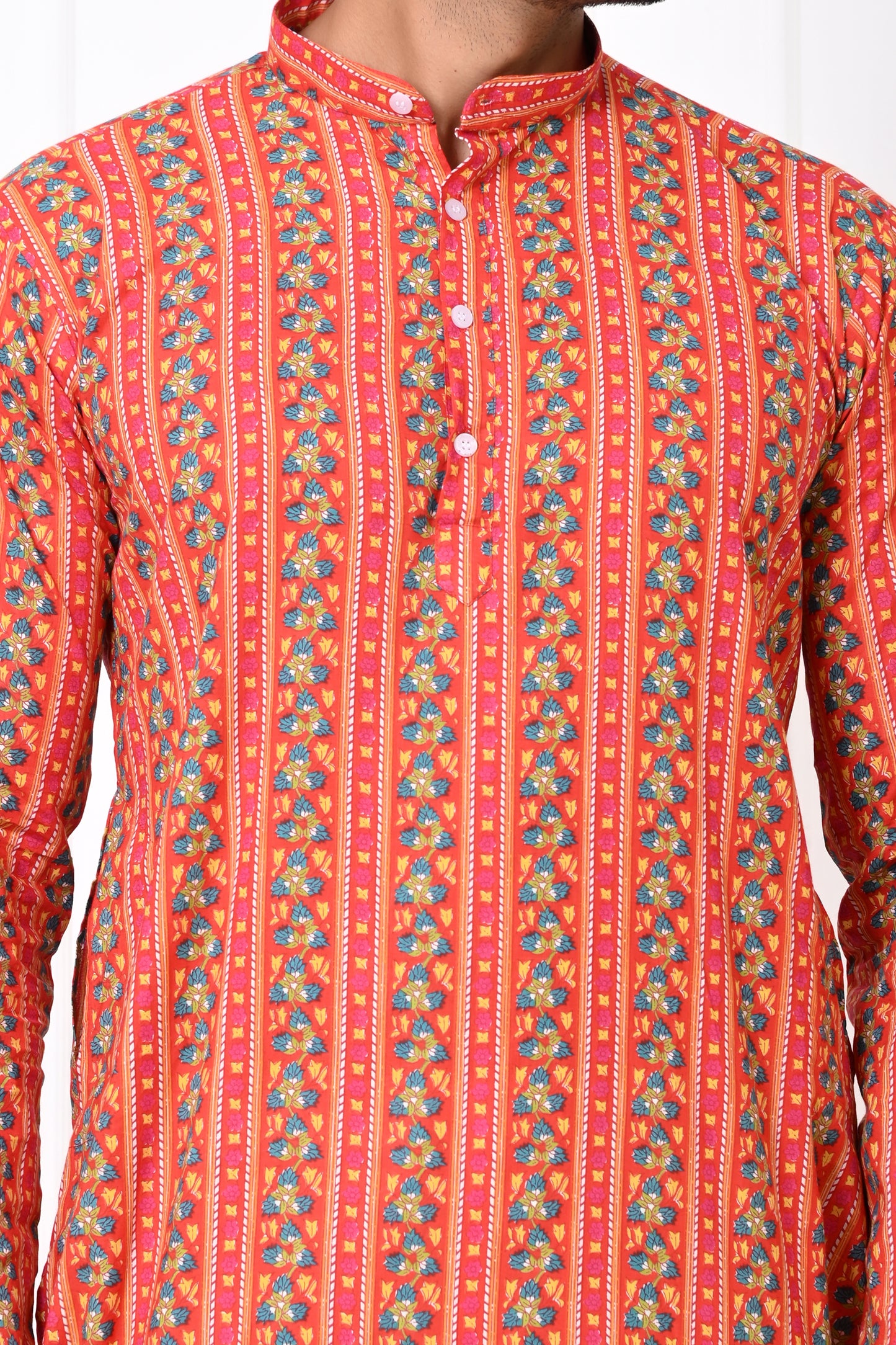 Red Regal striped long kurta