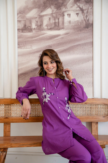 ROYAL AMETHYST EMBROIDERED CO-ORD SET