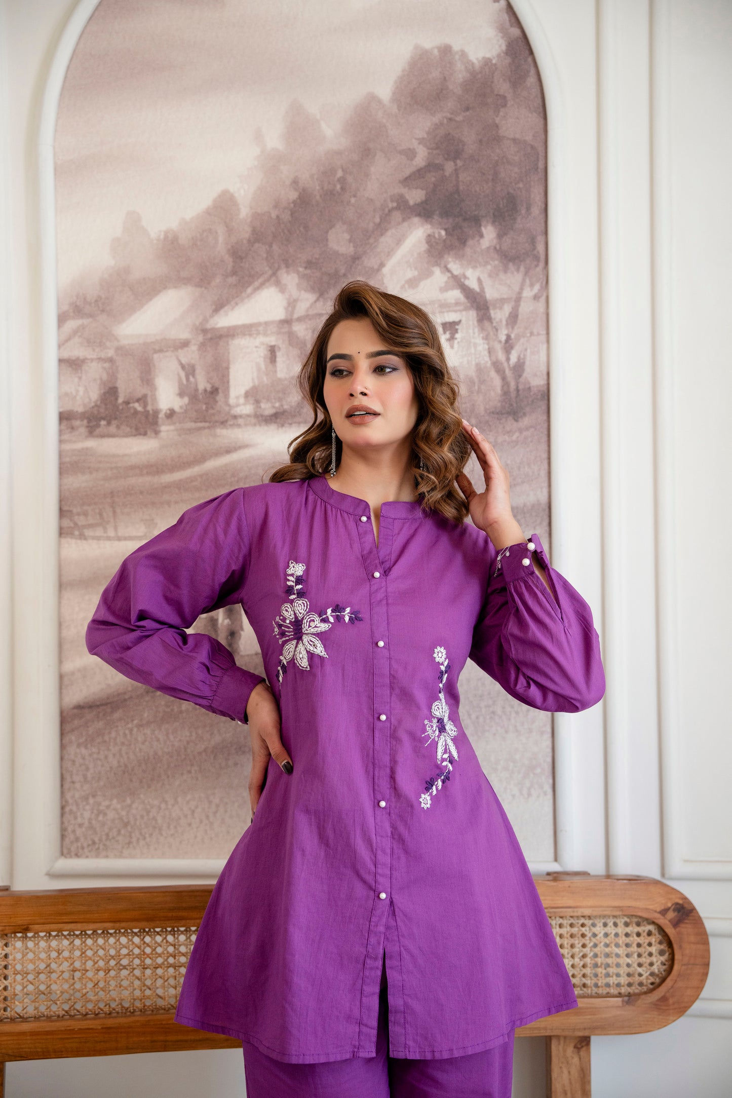 ROYAL AMETHYST EMBROIDERED CO-ORD SET