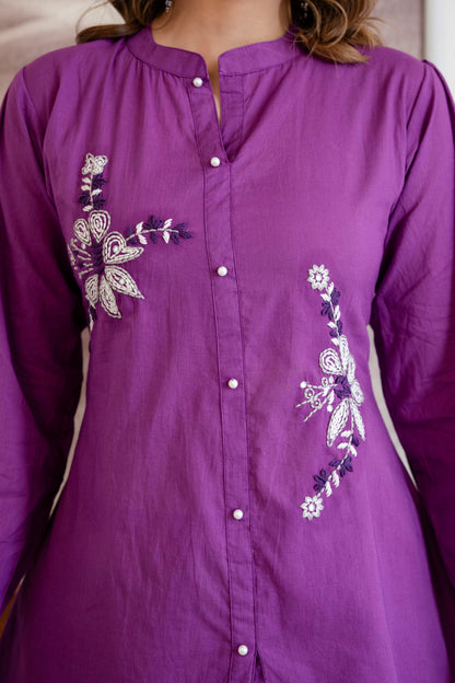 ROYAL AMETHYST EMBROIDERED CO-ORD SET