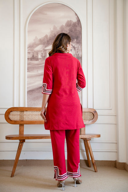 RIVAAZ RED CO-ORD SET
