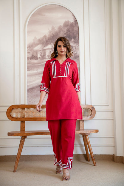 RIVAAZ RED CO-ORD SET