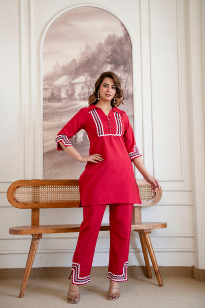 RIVAAZ RED CO-ORD SET