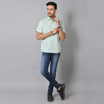 Pine Apple Block Printed Half Sleeves Shirt