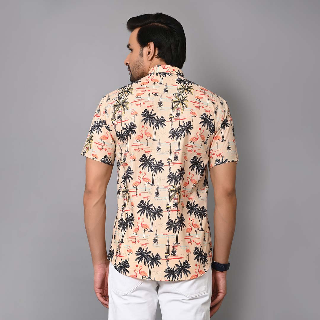 Jungle Flamingo Printed Half Sleeves Shirt