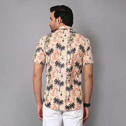 Jungle Flamingo Printed Half Sleeves Shirt