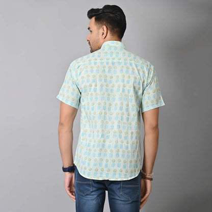 Pine Apple Block Printed Half Sleeves Shirt