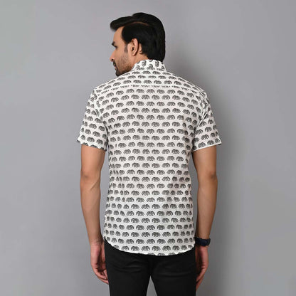 Elephant Printed Cotton Half Sleeves Shirt