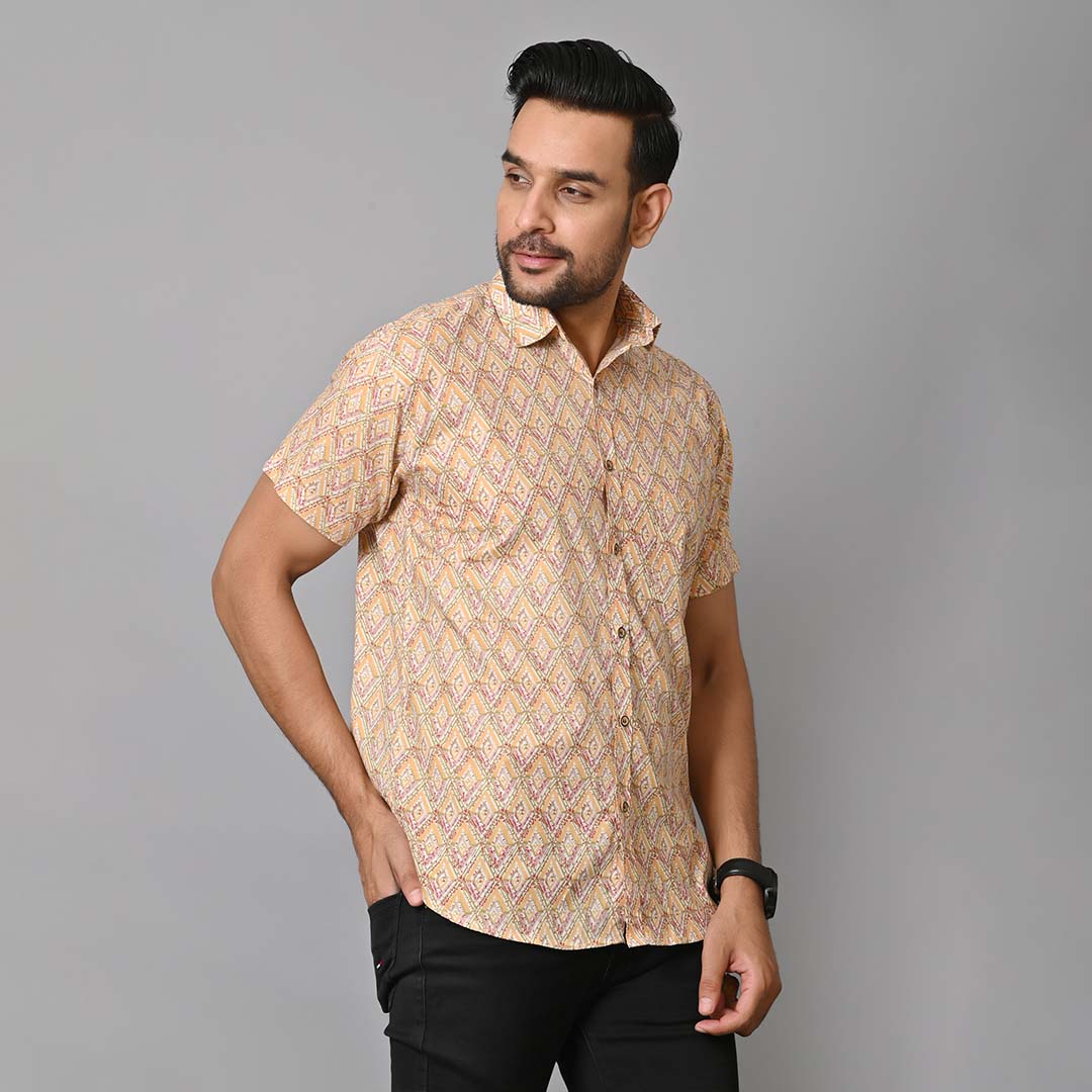 Zig Zag Multicolor Printed Half Sleeves Shirt